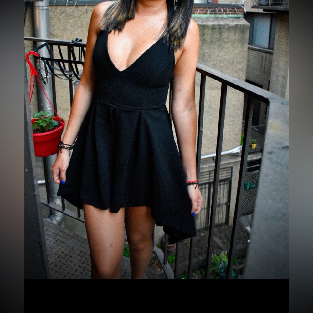 Romper style hi-low black dress size S